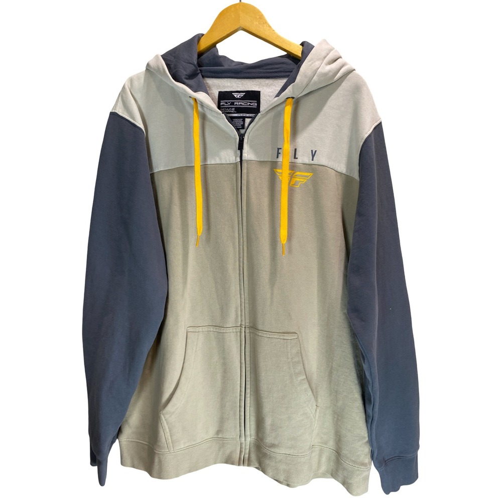 Fly Racing Mens Large Zip Up Hoodie Colorblock Fleece Sweatshirt Moto Streetwear